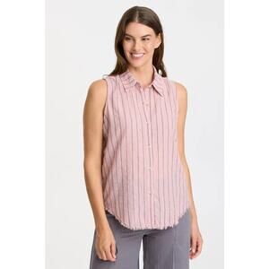 Wearables Sleeveless Button Closure Striped Otto Top Pink Womens Size Small